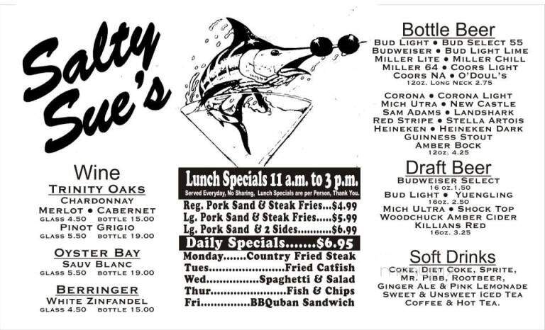 Salty Sue's - Panama City Beach, FL menu_pic