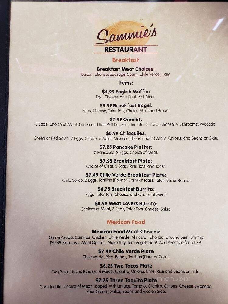 Sammie's Place - Nicolaus, CA menu_pic
