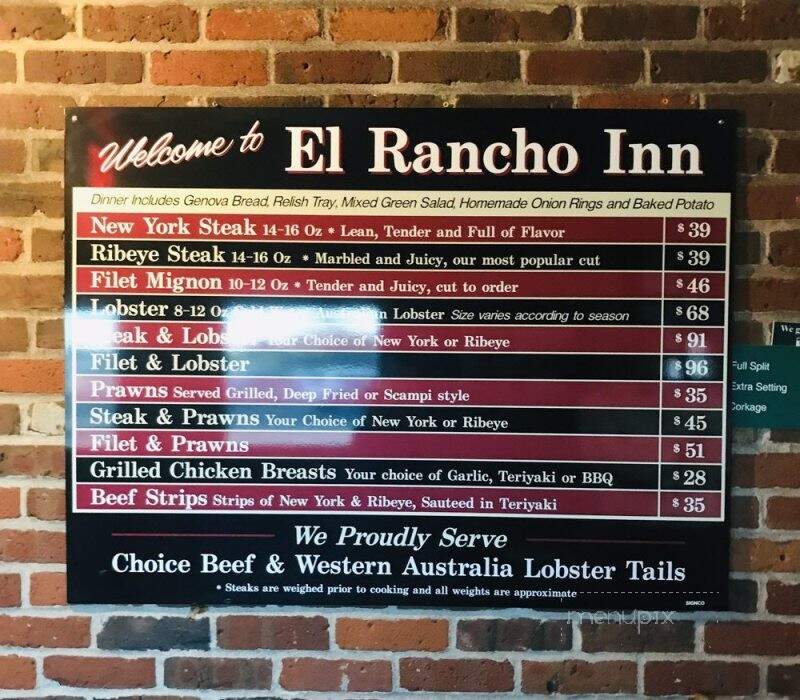 El Rancho Inn-Steak & Lobster - Stockton, CA menu_pic