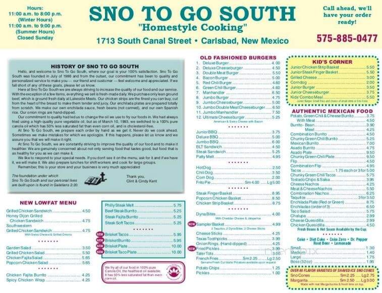 Sno To Go - Carlsbad, NM menu_pic