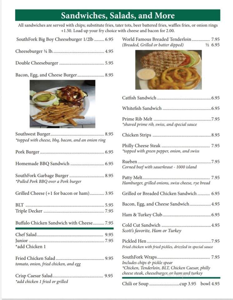 Southfork Restaurant & Pub - Mulberry, IN menu_pic