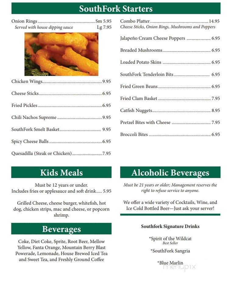 Southfork Restaurant & Pub - Mulberry, IN menu_pic