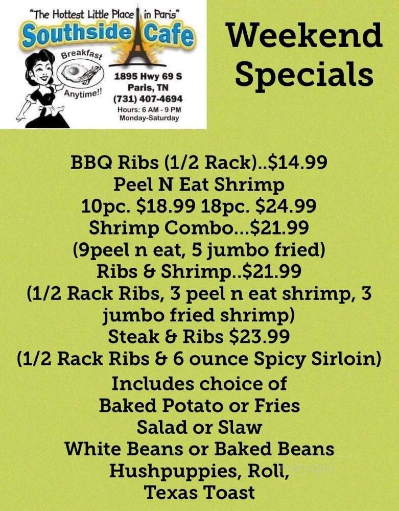 Southside Cafe - Paris, TN menu_pic