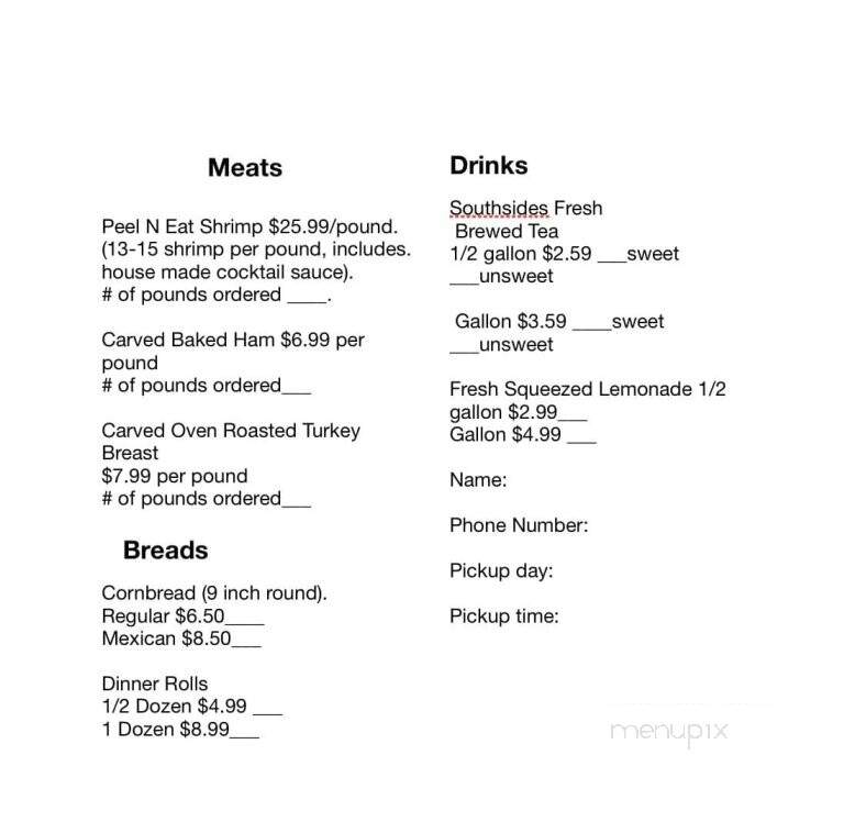 Southside Cafe - Paris, TN menu_pic