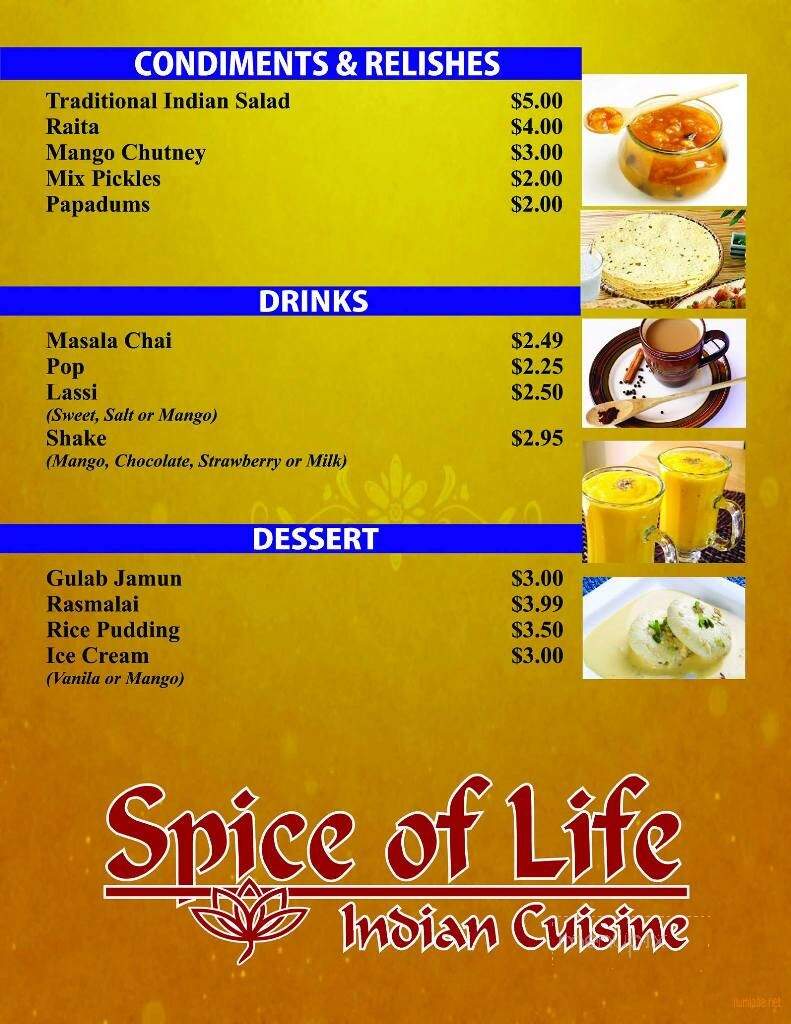 Spice of Life - Prince George, BC menu_pic