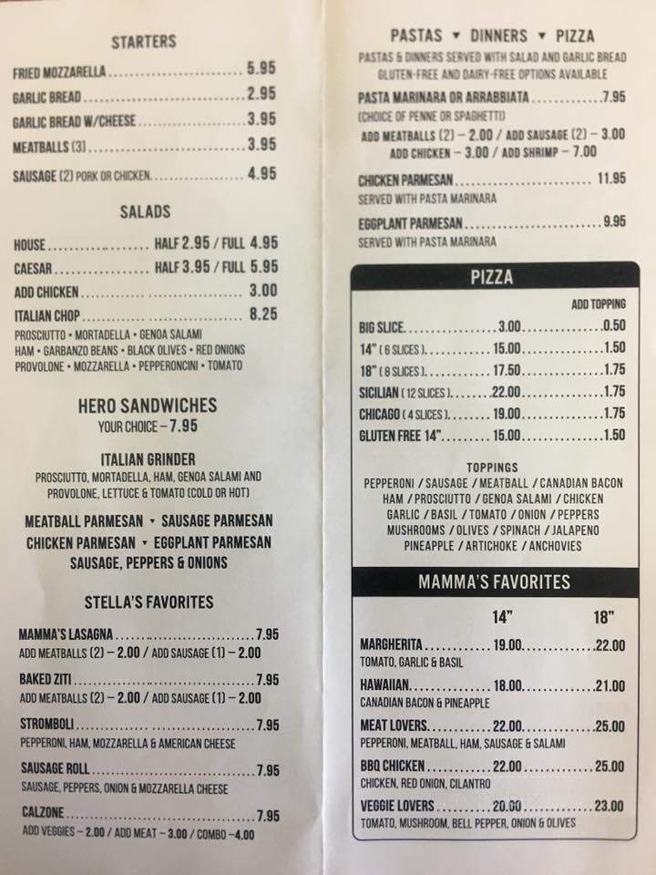 Stella's Pizza Kitchen - La Canada, CA menu_pic