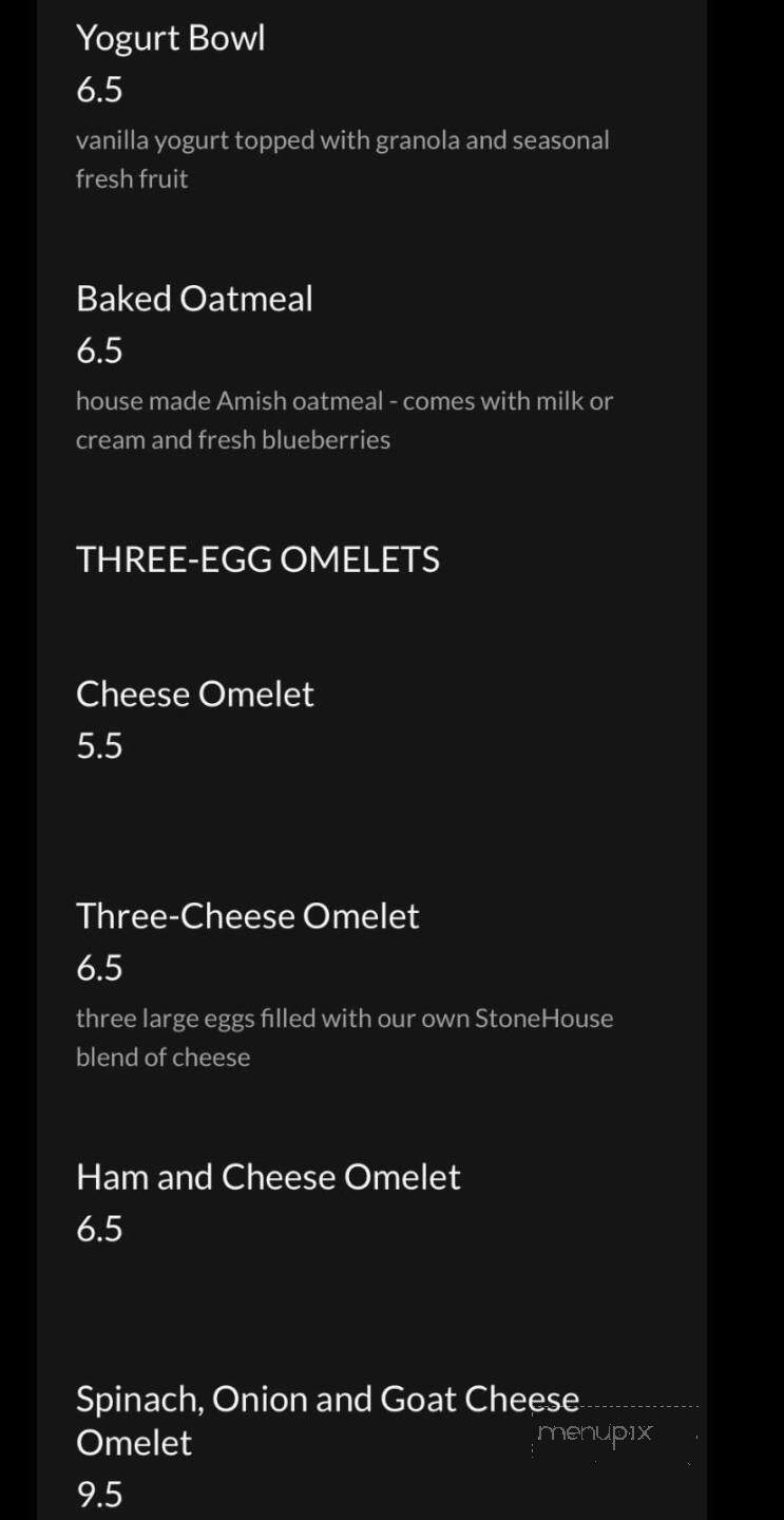Stone House Cafe - Ephrata, PA menu_pic