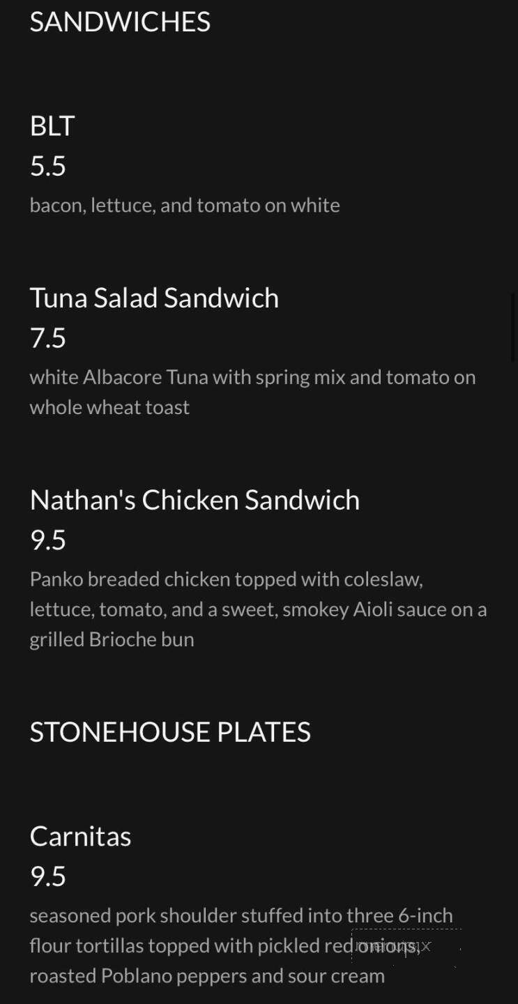 Stone House Cafe - Ephrata, PA menu_pic