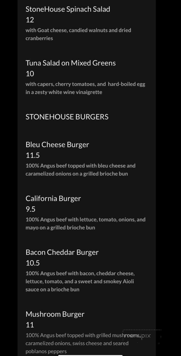Stone House Cafe - Ephrata, PA menu_pic