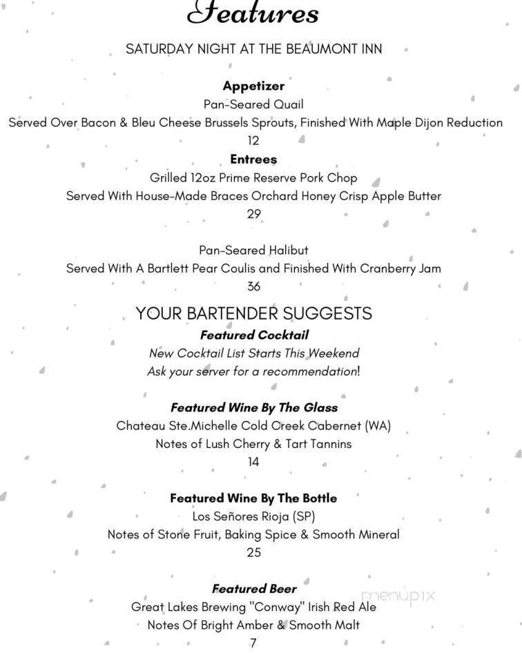 Beaumont Inn - Dallas, PA menu_pic