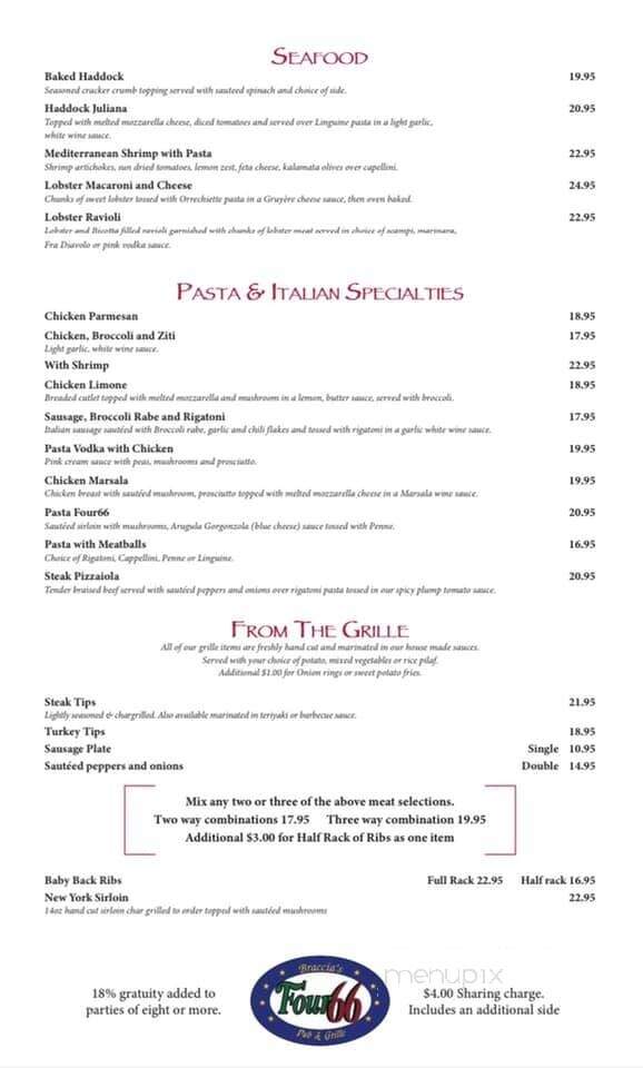 Four 66 Pub & Grill - Danvers, MA menu_pic