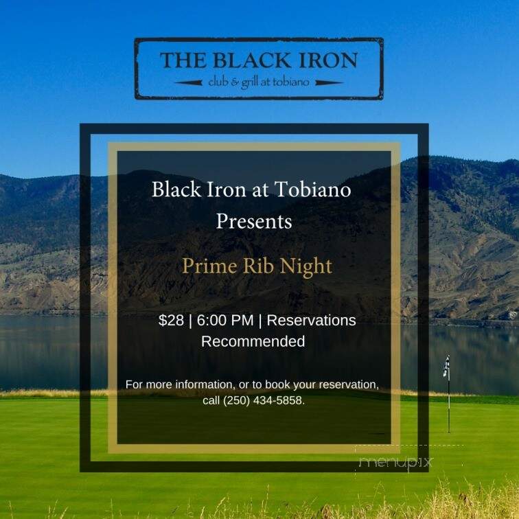 Black Iron Restaurant At Tobiano - Kamloops, BC menu_pic