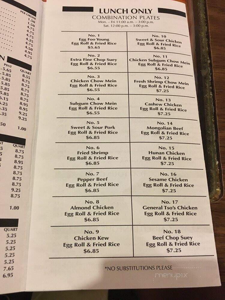 Wong's Garden - St Clair Shores, MI menu_pic