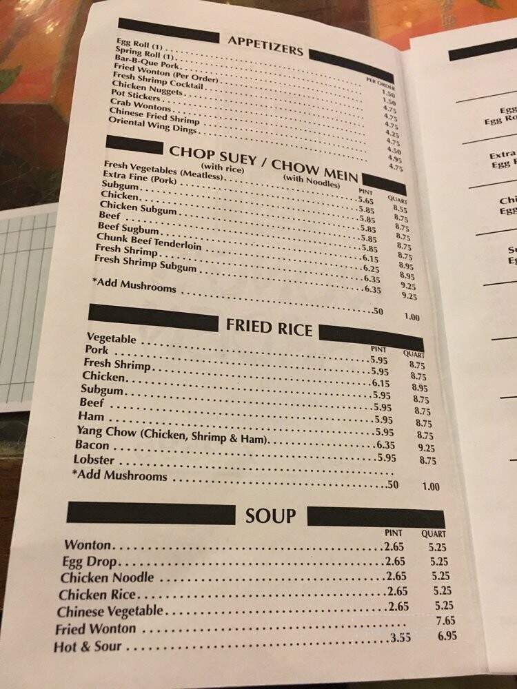 Wong's Garden - St Clair Shores, MI menu_pic