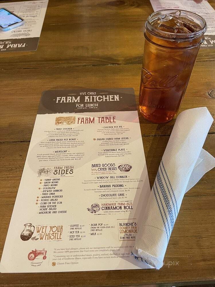 Five Oaks Farm Kitchen - Sevierville, TN menu_pic