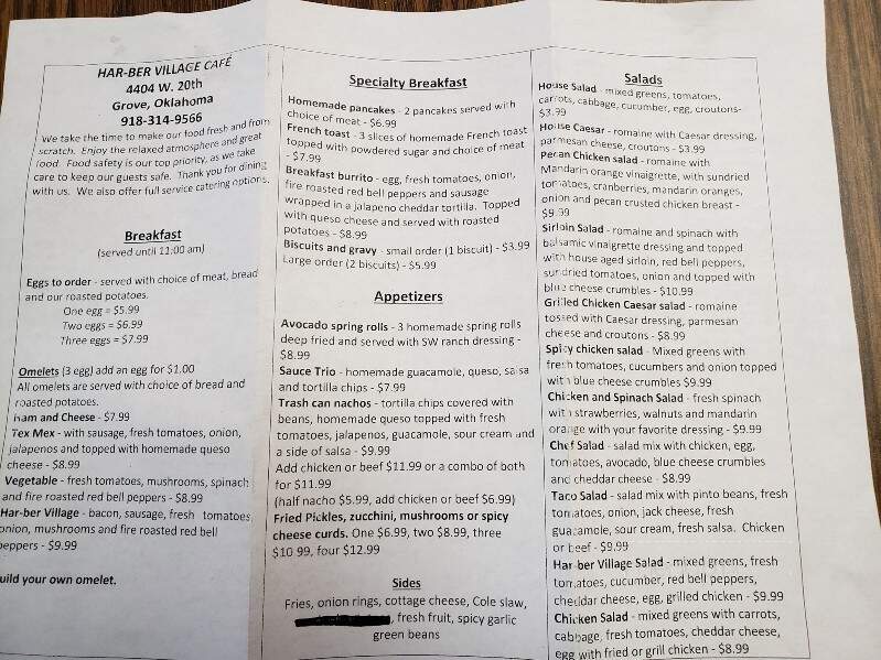 The Cafe At Har-Ber Village - Grove, OK menu_pic