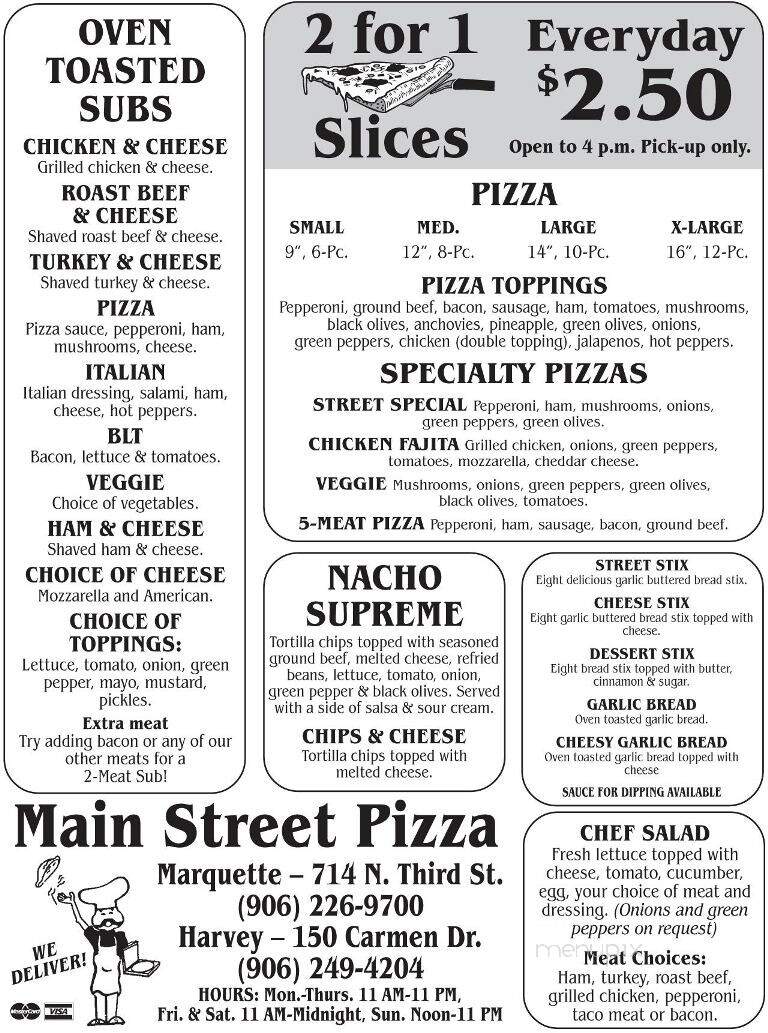 Main Street Pizza - Marquette, MI menu_pic