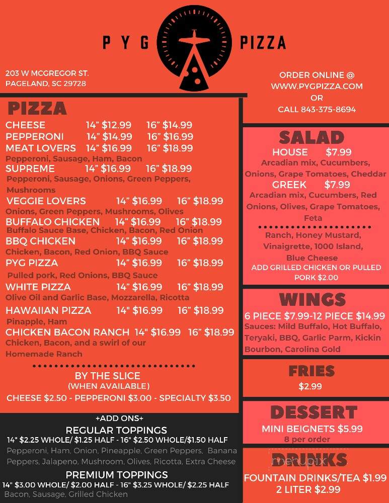PYG Pizza - Pageland, SC menu_pic