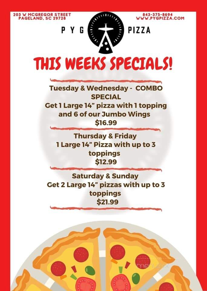 PYG Pizza - Pageland, SC menu_pic