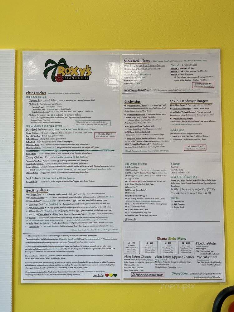Roxy's Island Grill - Happy Valley, OR menu_pic