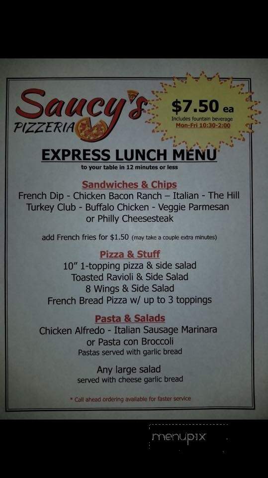 Saucy's Pizzeria - Hillsboro, MO menu_pic
