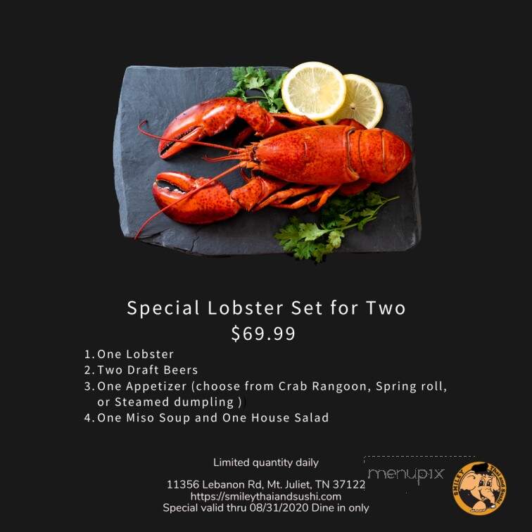 Smiley Thai and Sushi - Mount Juliet, TN menu_pic