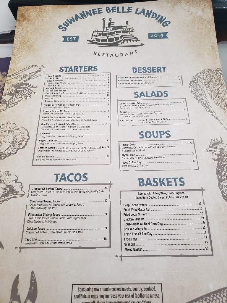 Suwannee Belle Landing - Old Town, FL menu_pic