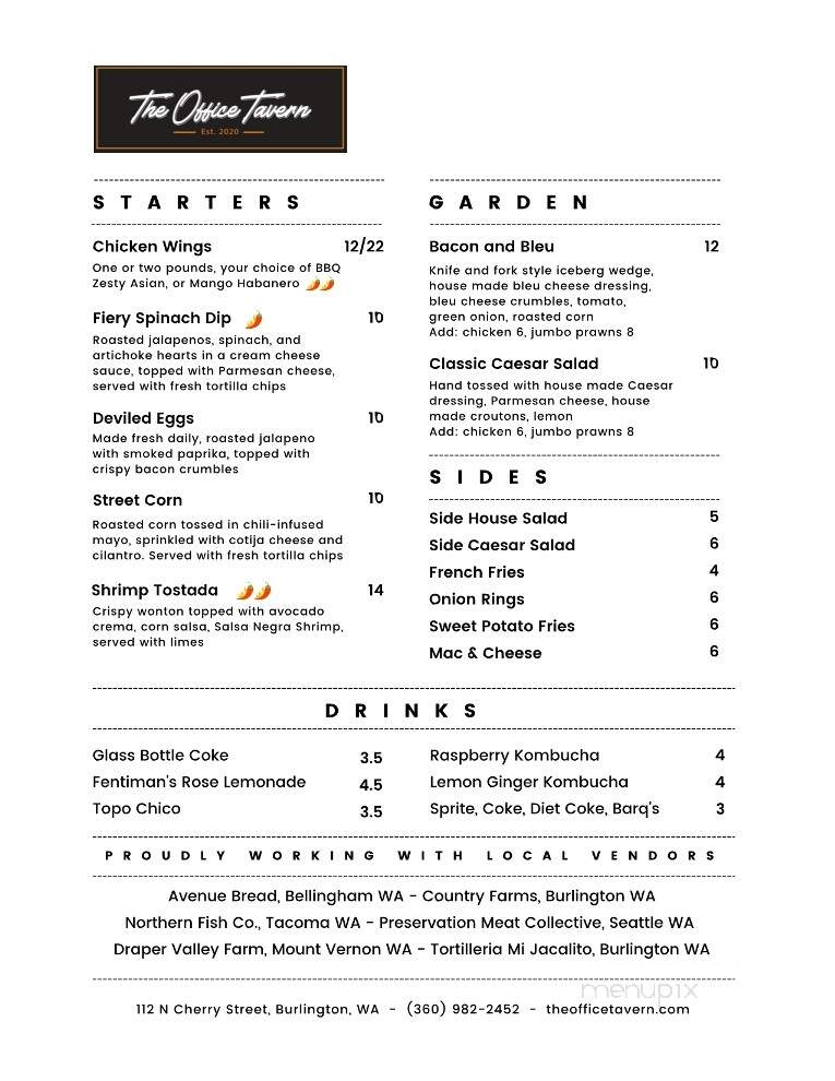 The Office Tavern - Burlington, WA menu_pic