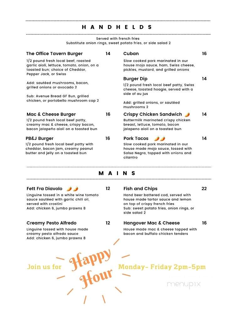 The Office Tavern - Burlington, WA menu_pic