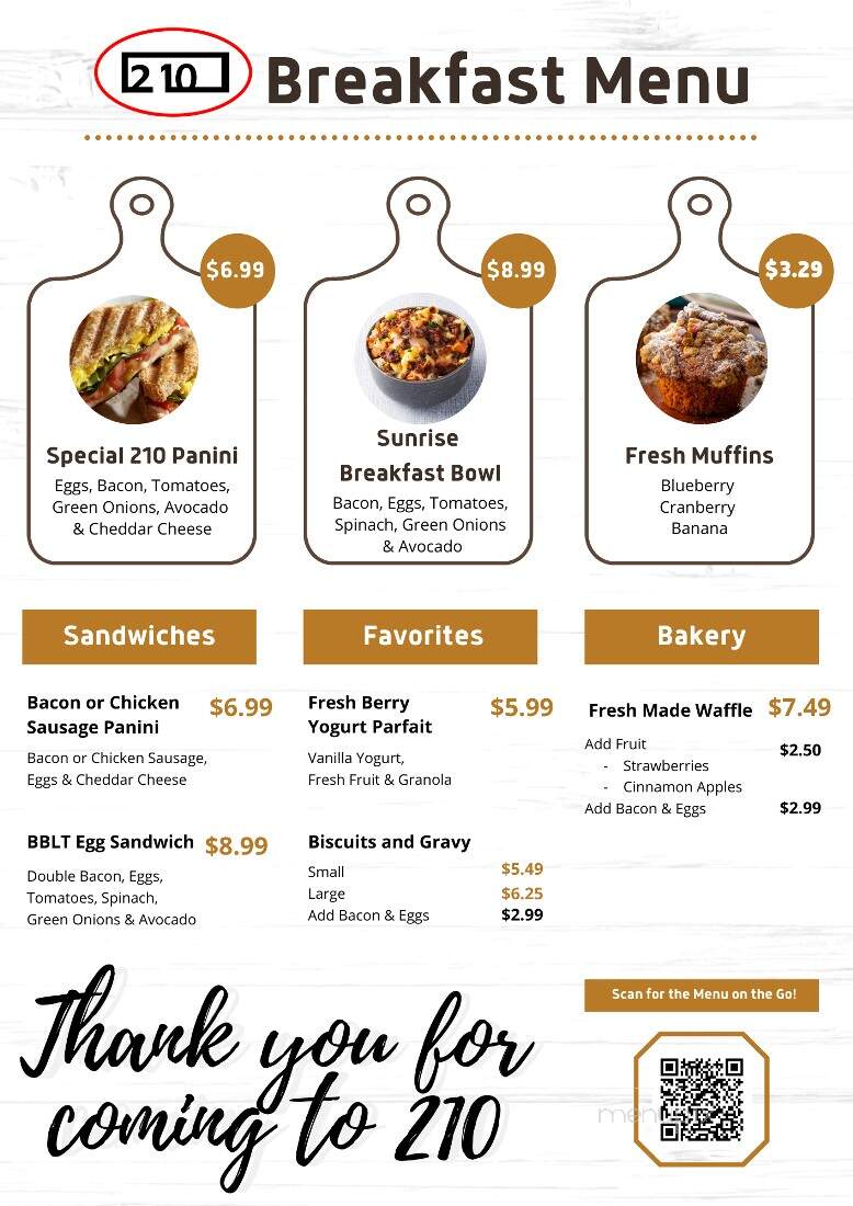 210 Cafe - Visalia, CA menu_pic