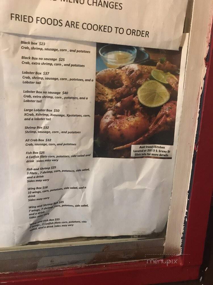 Aunt Irene's Kitchen - Dallas, TX menu_pic