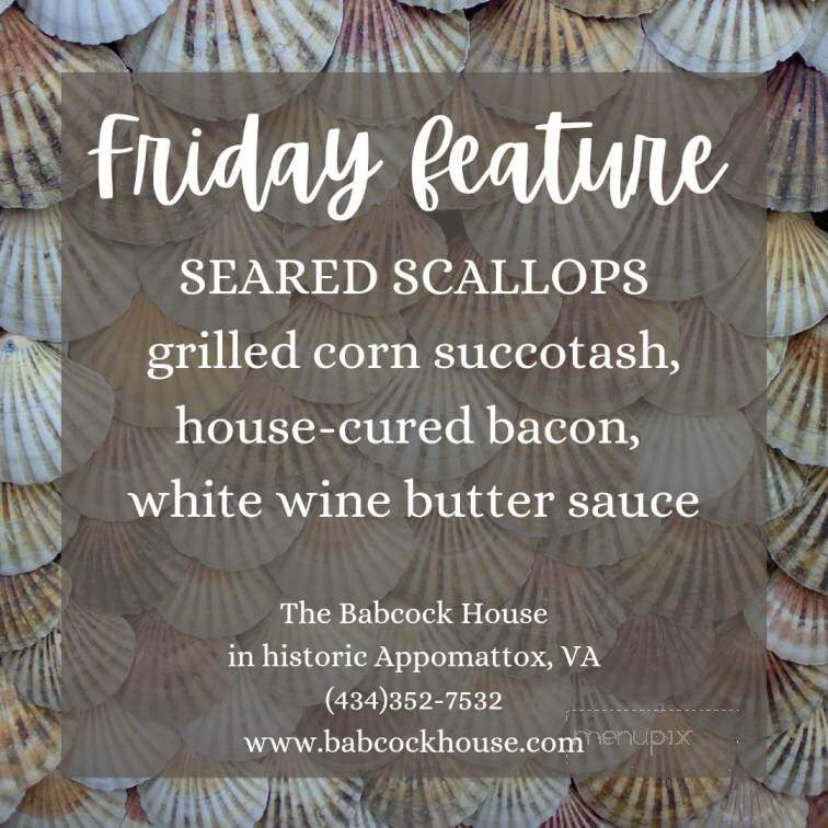 Babcock House - Appomattox, VA menu_pic