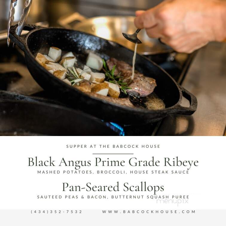 Babcock House - Appomattox, VA menu_pic