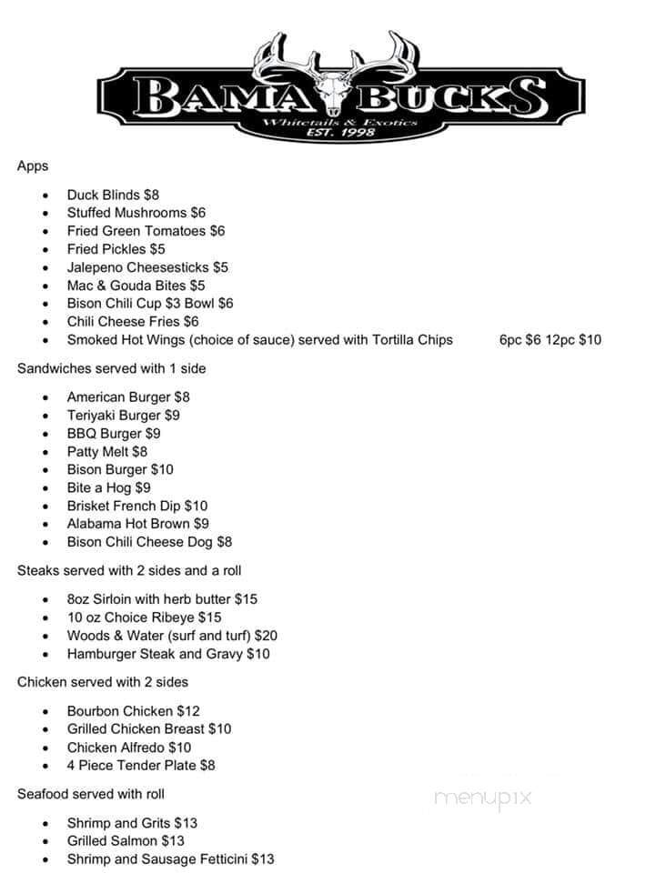 Bama Bucks - Sardis City, AL menu_pic