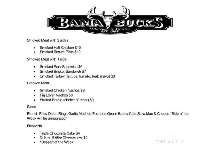 Bama Bucks - Sardis City, AL menu_pic
