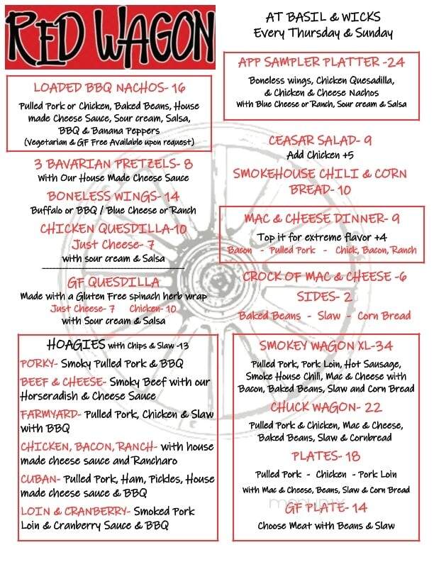 Basil and Wick's Restaurant & Bar - North Creek, NY menu_pic