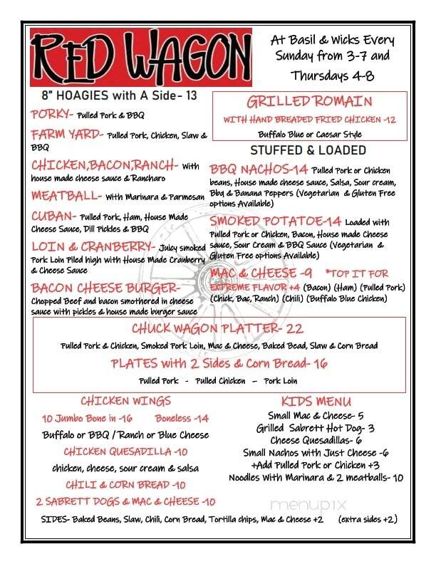 Basil and Wick's Restaurant & Bar - North Creek, NY menu_pic