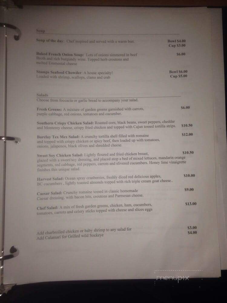Stamps Cafe - Port Alberni, BC menu_pic