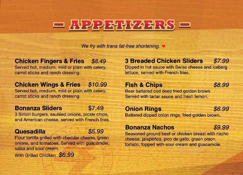 Bonanza Lounge - Las Vegas, NV menu_pic