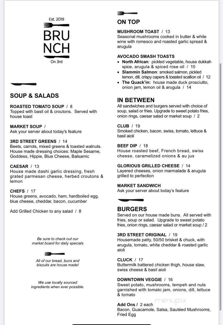 Brunch On 3rd - Duncan, BC menu_pic