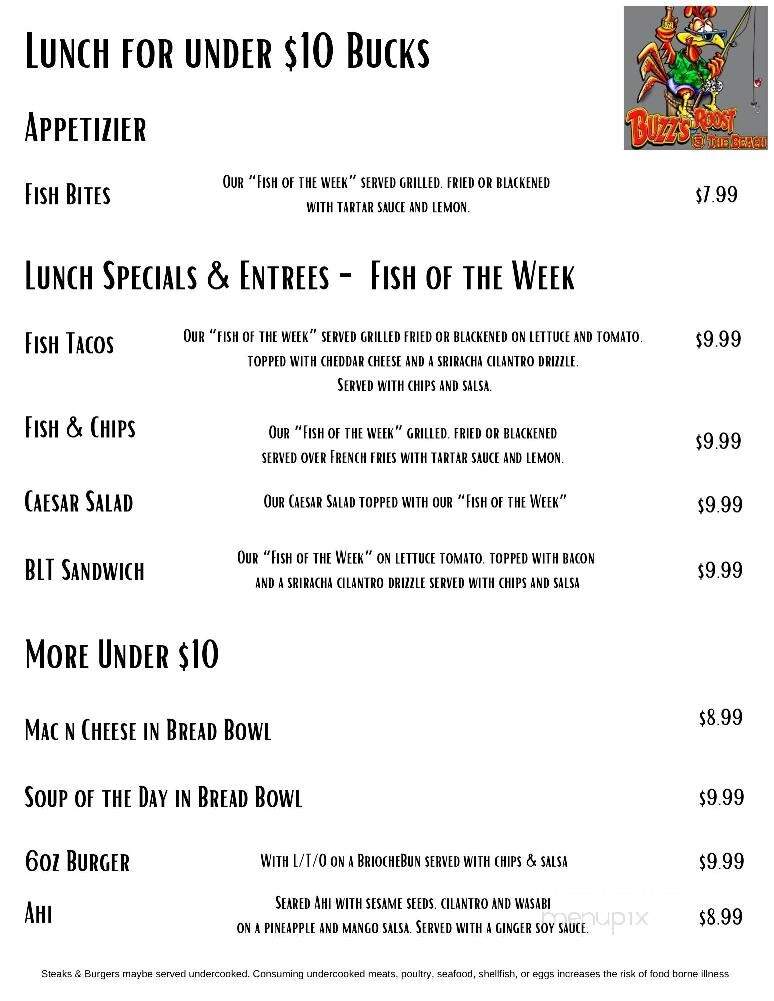 Buzz's Roost - Carolina Beach, NC menu_pic