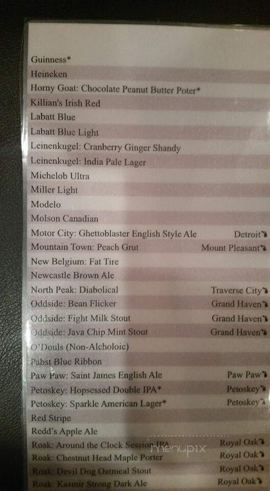 Old Detroit Burger Bar - Lapeer, MI menu_pic