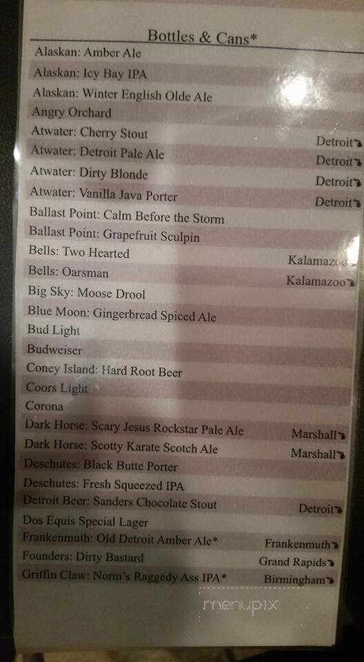 Old Detroit Burger Bar - Lapeer, MI menu_pic