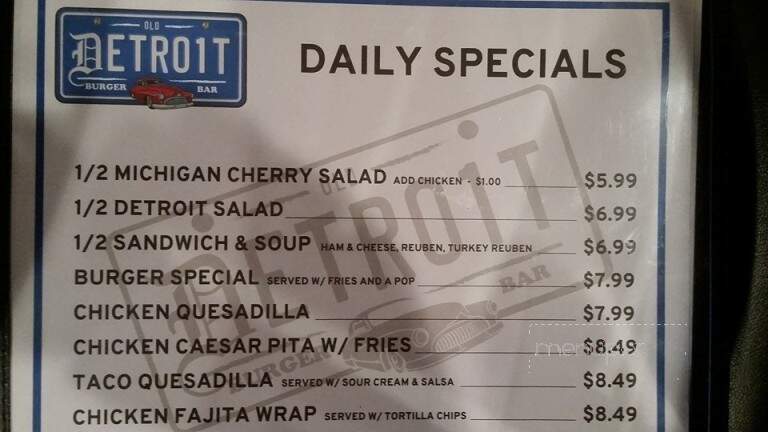 Old Detroit Burger Bar - Lapeer, MI menu_pic
