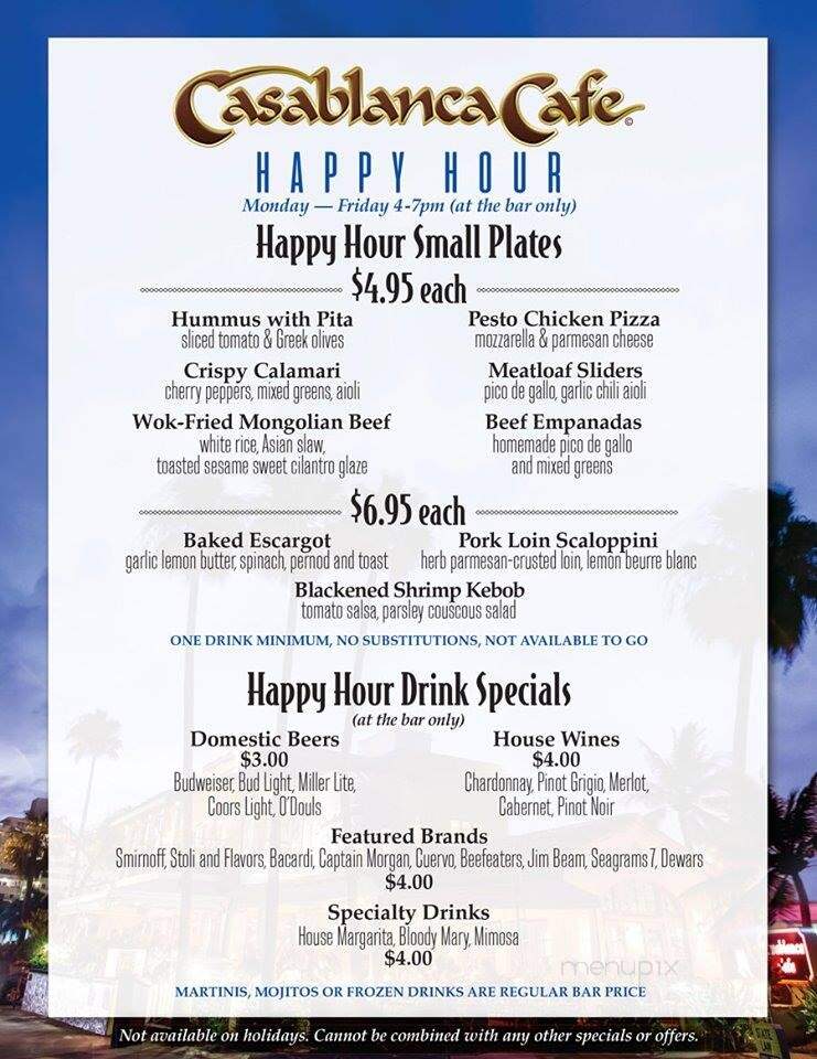 Casablanca Cafe - Fort Lauderdale, FL menu_pic