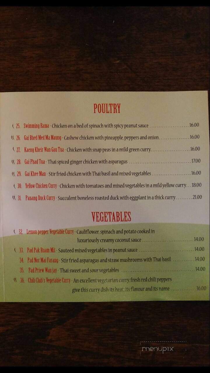 Chili Club Thai House Restaurant - Calgary, AB menu_pic