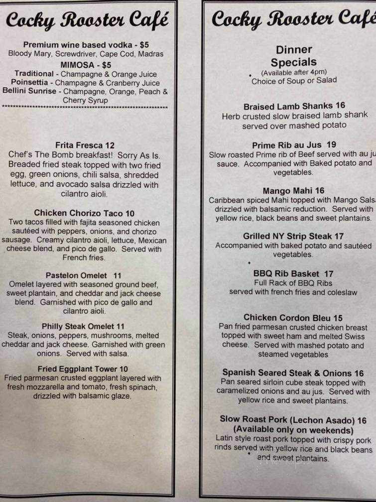 Cocky Rooster Cafe - Deltona, FL menu_pic