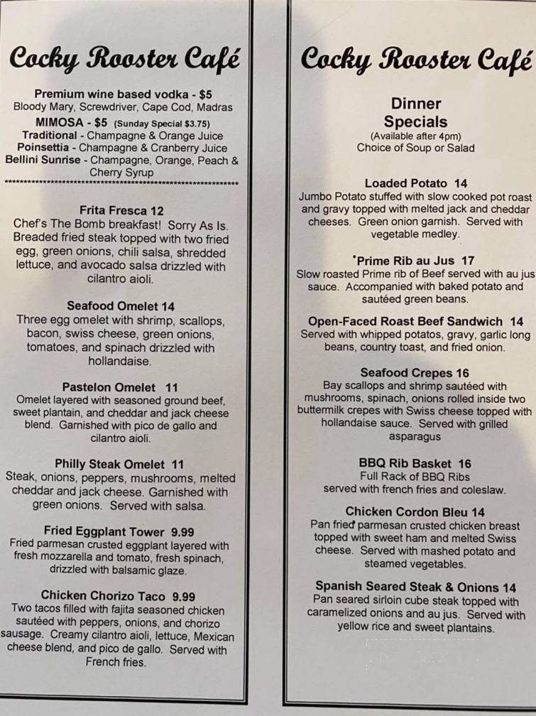 Cocky Rooster Cafe - Deltona, FL menu_pic