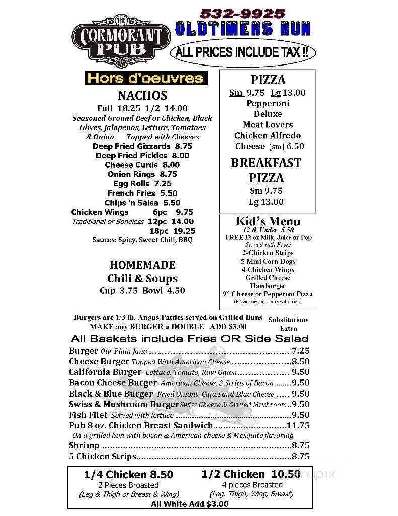 Cormorant Pub - Pelican Rapids, MN menu_pic