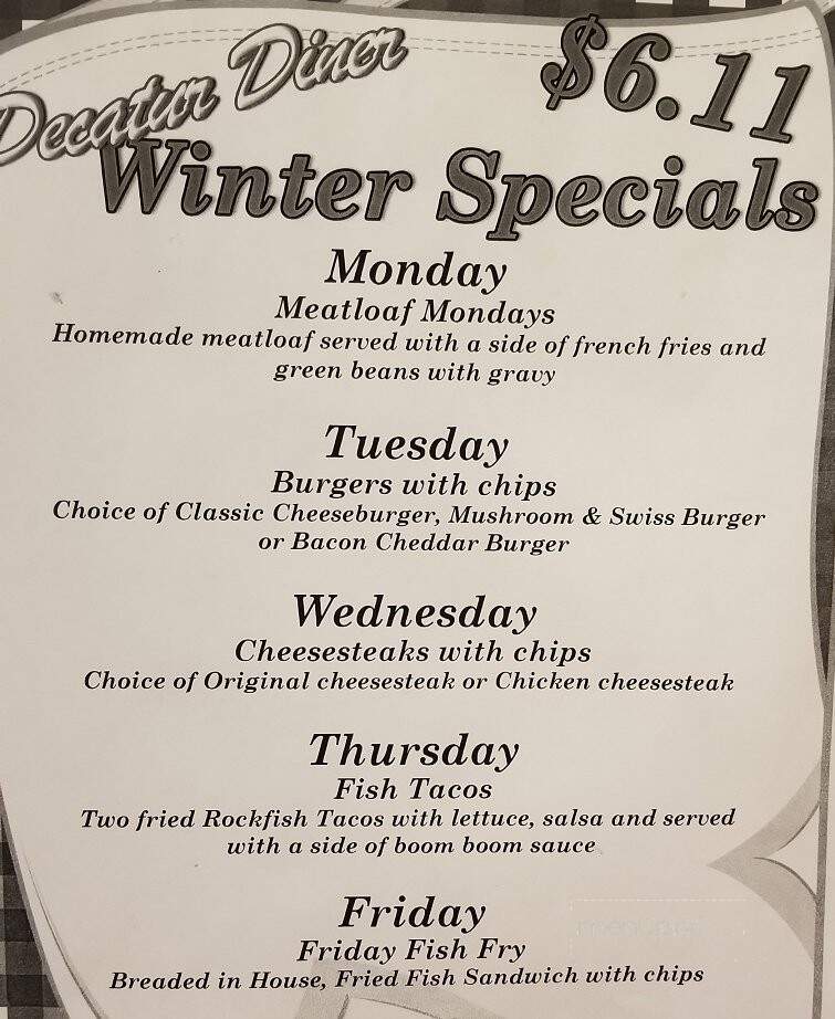 Decatur Diner - Berlin, MD menu_pic